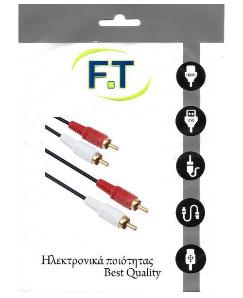 FTT16-001 2 rca- 2 rca επίχρυσο 1.5m