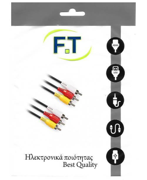 FTT16-007 3 rca αρσ. - 3 rca αρσ. επίχρυσο 5m
