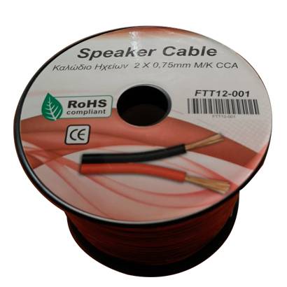 FTT12-001 ΚΑΛΩΔΙΟ ΗΧΕΙΩΝ ΜΑΥΡΟ/ΚΟΚΚΙΝΟ 2 Χ 0,75 CCA